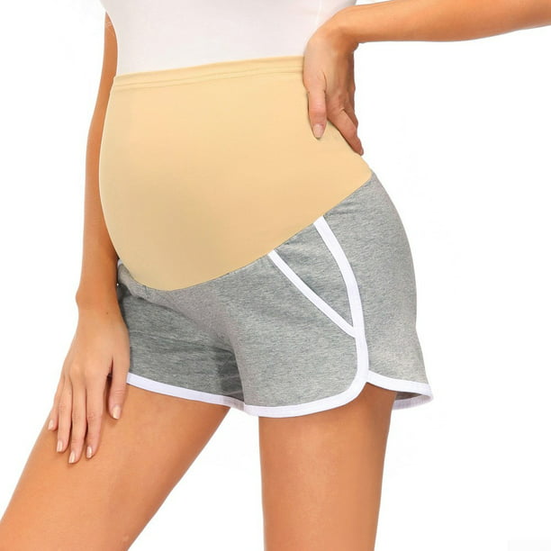 Maacie Maternity Shorts Full Panel Shorts Casual Workout Shorts Cotton Elastic Waist